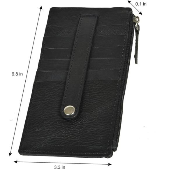 Genuine Leather Women's All in One Credit Business Card Case Holder Slim Zipper - Picture 3 of 5